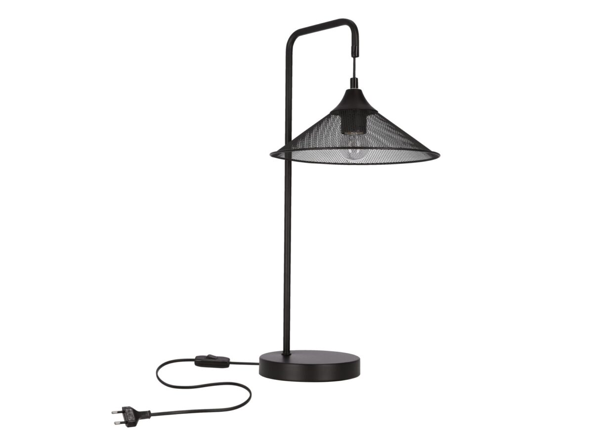 Lampa stołowa Veleria czarna z ażurowym kloszem 55 cm