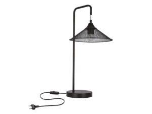 Miniaturka 2 - Lampa stołowa Veleria czarna z siatkowym kloszem i przewodem
