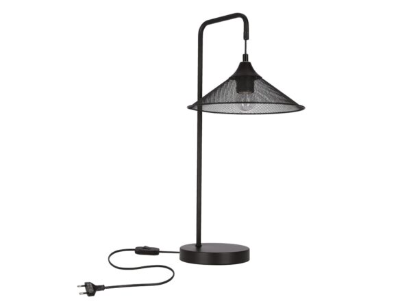 Lampa stołowa Veleria czarna z siatkowym kloszem i przewodem
