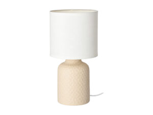 Miniaturka 19 - Lampa stołowa Velisio z beżową ceramiczną podstawą na białym tle