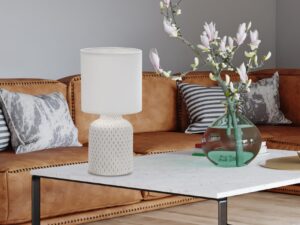 Miniaturka 6 - Biała lampa stołowa Velisio – dodatkowe ujęcie