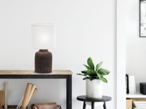 Miniaturka 9 - Brązowa lampa stołowa Velisio w aranżacji wnętrza