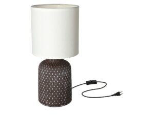Miniaturka 8 - Lampa stołowa Velisio z brązową ceramiczną podstawą na białym tle