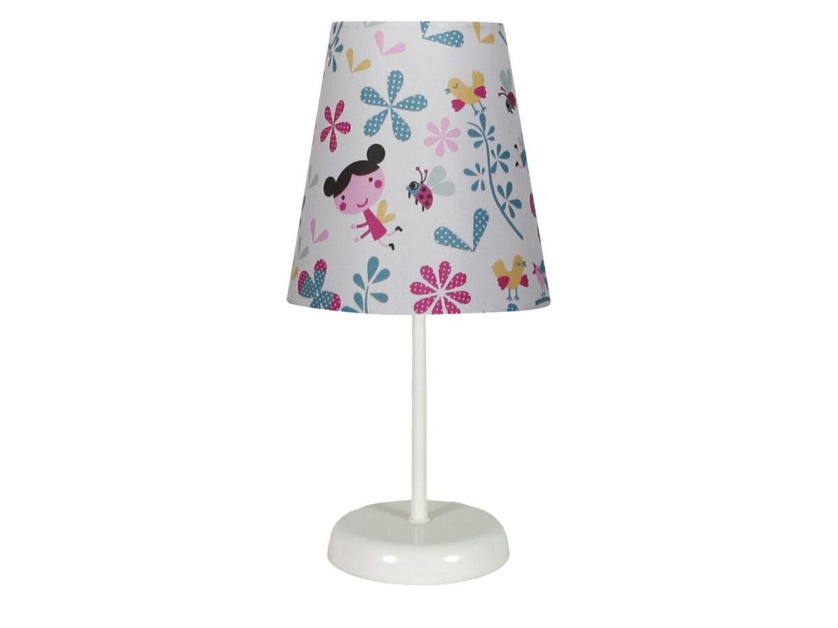 Lampa stołowa Venireta 31 cm biała z kolorowym abażurem