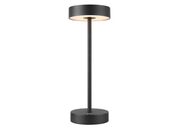 Czarna lampa stołowa Vinolina LED na białym tle