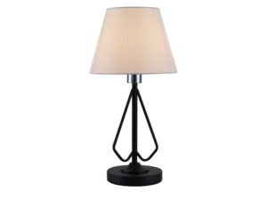 Miniaturka 3 - Lampa stołowa Voloreta z czarną metalową podstawą i białym tkaninowym abażurem