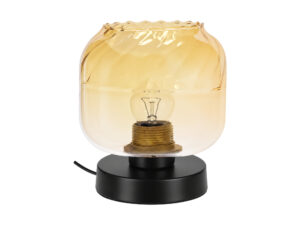 Miniaturka 2 - Lampa stołowa Zarasio z czarną podstawą i bursztynowym szklanym kloszem