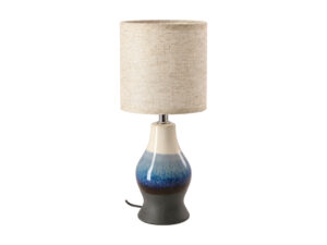 Miniaturka 2 - Lampa stołowa Zelonio z beżowo-niebieską ceramiczną podstawą i jasnym abażurem