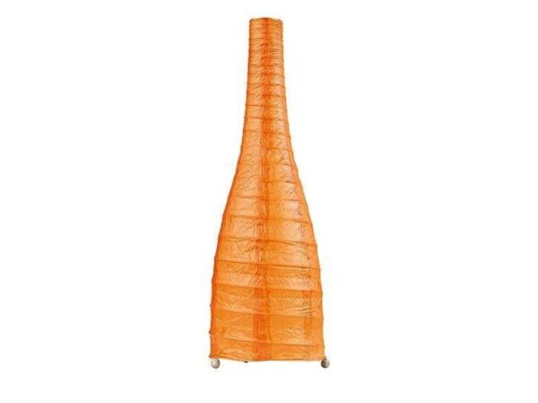Pomarańczowa lampa stołowa Zelovona z wysokim stożkowym kloszem papierowym