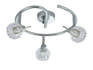 Miniaturka 2 - Lampa sufitowa Aledano chromowana z trzema ryflowanymi kloszami G9