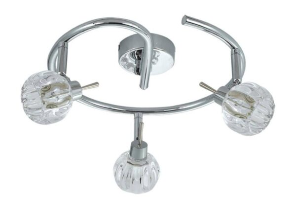 Lampa sufitowa Aledano chromowana z trzema ryflowanymi kloszami G9
