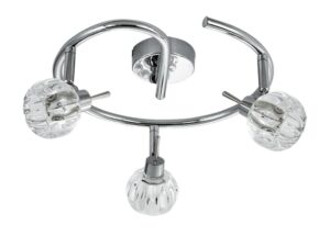 Miniaturka 4 - Lampa sufitowa Aledano chromowana z trzema regulowanymi kryształowymi kloszami