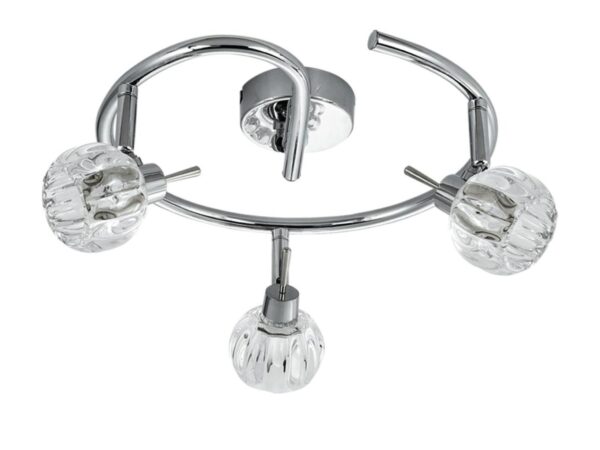 Lampa sufitowa Aledano chromowana z trzema regulowanymi kryształowymi kloszami