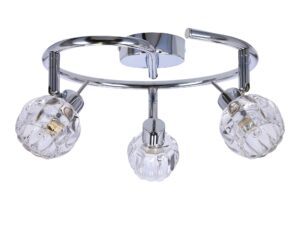 Miniaturka 2 - Lampa sufitowa Aledano, trzy kryształowe klosze na spiralnej podstawie