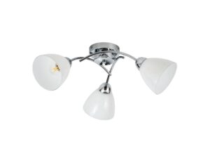 Miniaturka 6 - Lampa sufitowa Alevena 3-punktowa chrom, trzy szklane klosze na białym tle