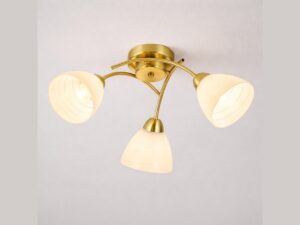 Miniaturka 1 - Lampa sufitowa Alevena 3-punktowa złota, trzy szklane klosze na białym tle