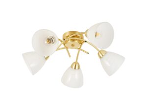 Miniaturka 1 - Lampa sufitowa Alevena 5-punktowa złota z pięcioma kloszami na białym tle