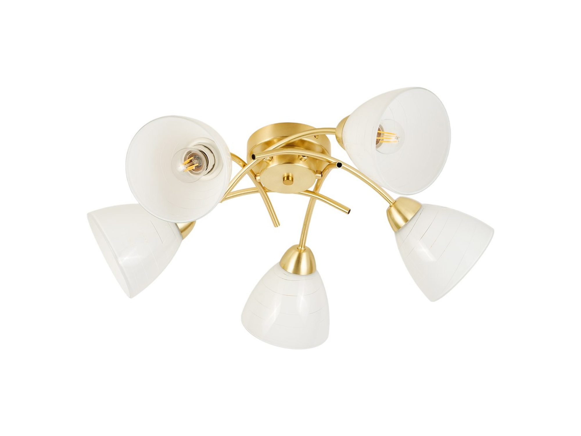 Lampa sufitowa Alevena 5-punktowa złota na białym tle