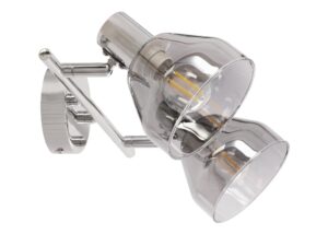 Miniaturka 2 - Lampa sufitowa Alosora chromowana z dwoma przydymionymi szklanymi kloszami
