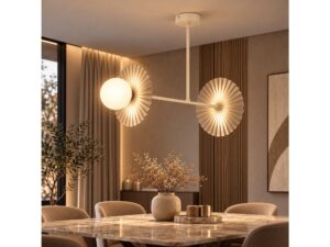 Miniaturka 7 - Lampa Amalina beżowa i taupe w aranżacji jadalni
