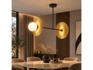 Miniaturka 4 - Lampa Amalina czarno-złota nad stołem w jadalni