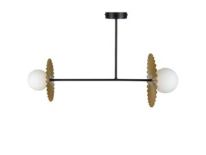 Miniaturka 9 - Lampa sufitowa Amalina 2xG9 czarno-złota z opalowymi kulami na białym tle