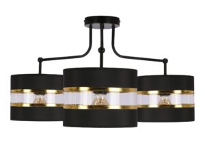 Miniaturka 4 - Lampa sufitowa Amasora z trzema abażurami 72 cm – Czarny / Złoty