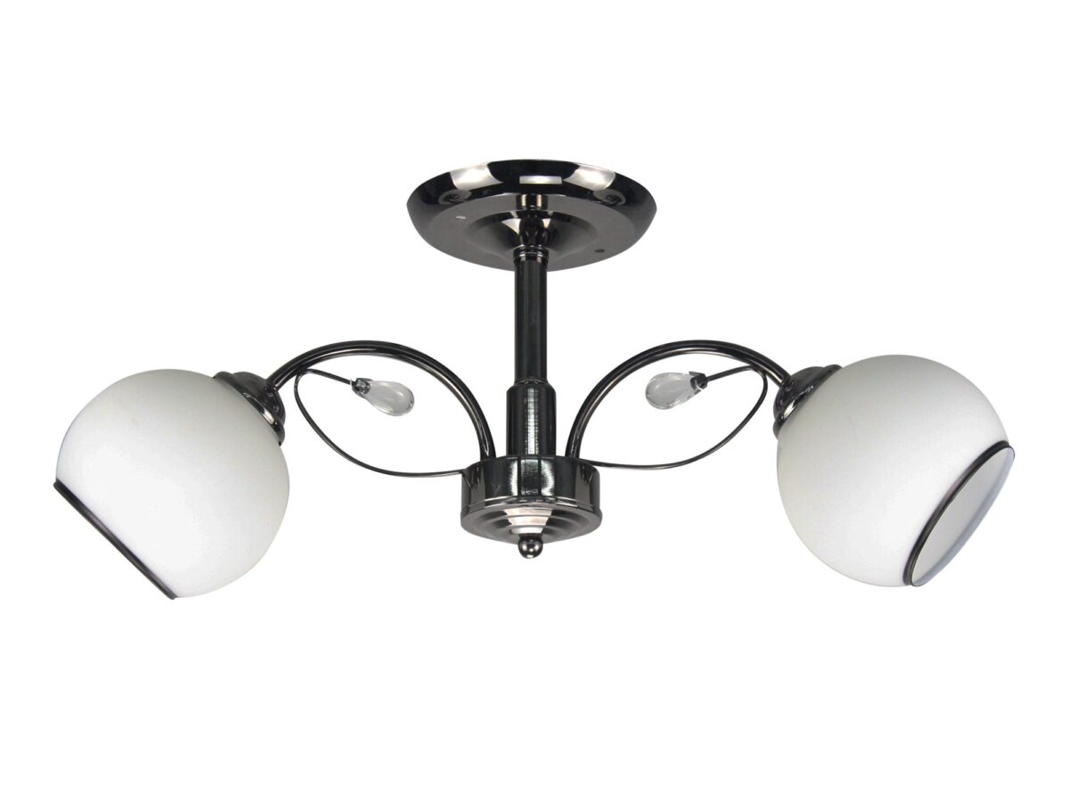 Lampa sufitowa Amilio czarna perłowa z 2 białymi kloszami