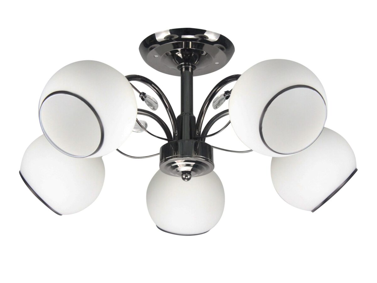 Lampa sufitowa Amilio czarna 56 cm 5 × E27 z białymi kloszami