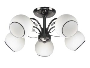 Miniaturka 2 - Lampa sufitowa Amilio czarna z pięcioma białymi kulistymi kloszami