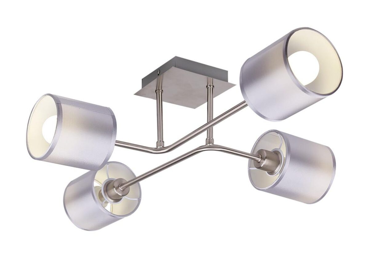 Lampa sufitowa Astemona 4-punktowa satynowa z tekstylnymi abażurami