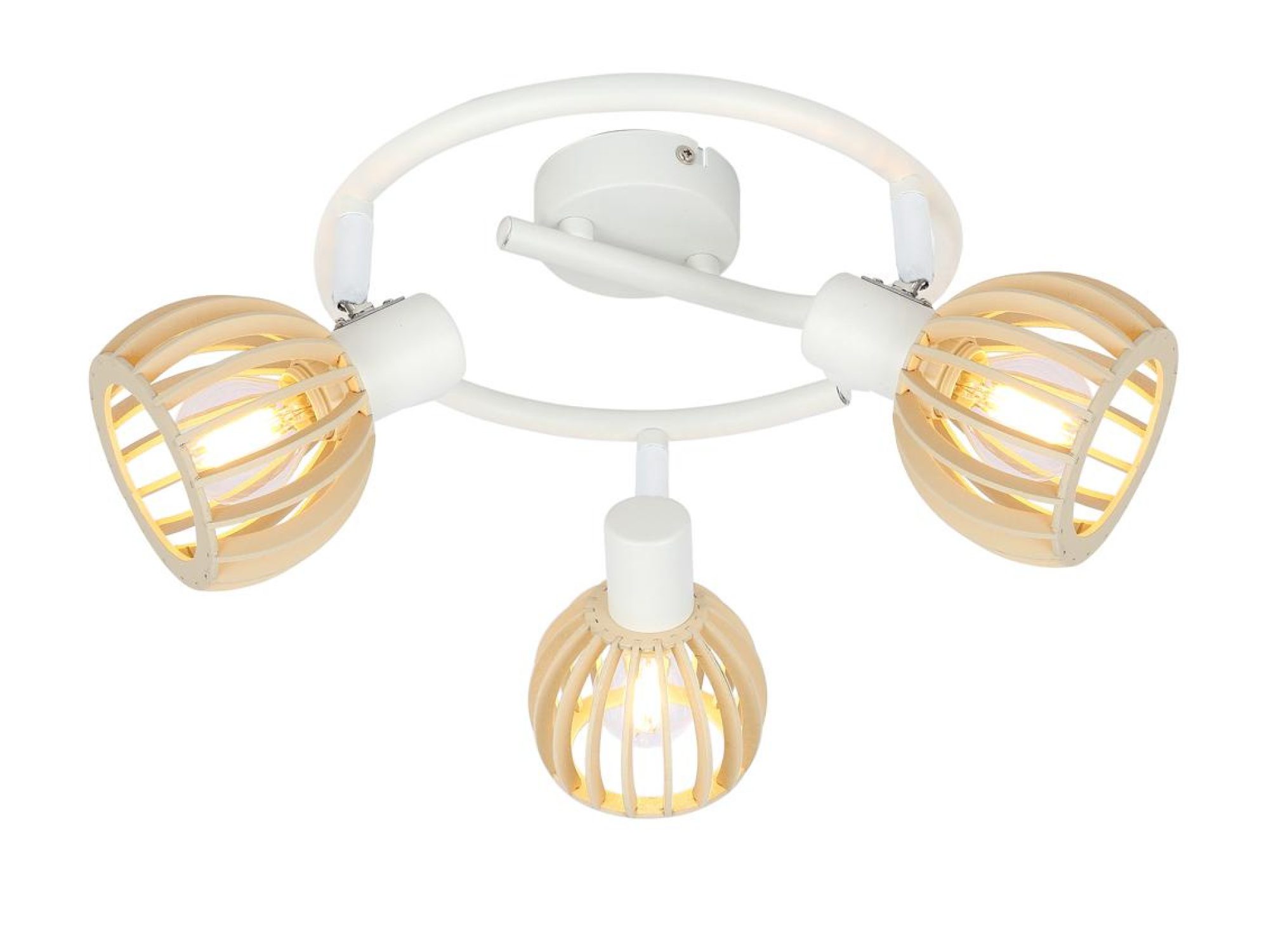 Lampa sufitowa Balitena biała z trzema ażurowymi kloszami z MDF