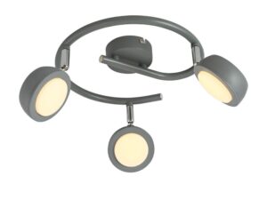 Miniaturka 2 - Spiralna lampa sufitowa Belona szara z trzema okrągłymi panelami LED