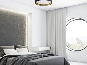 Miniaturka 4 - Lampa sufitowa Bilbao z czarno-złotymi abażurami w aranżacji wnętrza