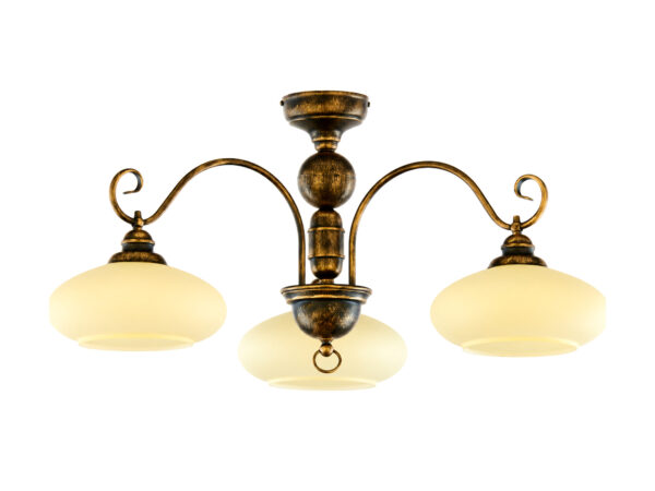 Lampa sufitowa Bolero 3-punktowa, czarno-złota na białym tle