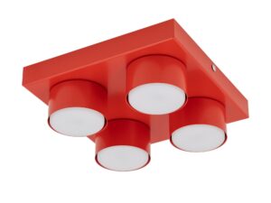 Miniaturka 4 - Lampa sufitowa Brix 4-punktowa w kolorze czerwony, zdjęcie produktowe na białym tle