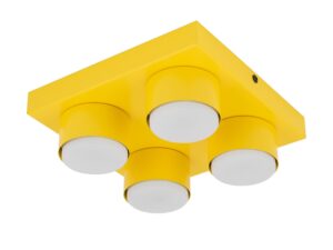 Miniaturka 6 - Lampa sufitowa Brix 4-punktowa w kolorze zolty, zdjęcie produktowe na białym tle