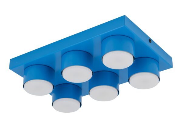 Lampa sufitowa Brix 6-punktowa w kolorze niebieski, zdjęcie produktowe na białym tle