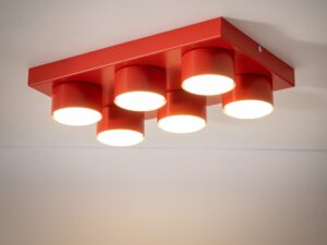 Miniaturka 5 - Lampa sufitowa Brix 6-punktowa w kolorze czerwony, drugie ujęcie producenta