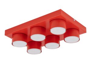 Miniaturka 4 - Lampa sufitowa Brix 6-punktowa w kolorze czerwony, zdjęcie produktowe na białym tle