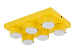 Miniaturka 6 - Lampa sufitowa Brix 6-punktowa w kolorze zolty, zdjęcie produktowe na białym tle