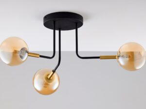 Miniaturka 2 - Lampa sufitowa Burano trzy bursztynowe szklane klosze z innej perspektywy