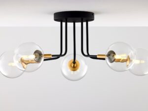 Miniaturka 3 - Lampa sufitowa Burano 5-punktowa z przezroczystymi kulami