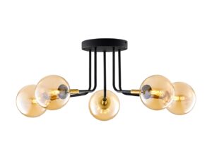 Miniaturka 5 - Lampa sufitowa Burano 5-punktowa z kulistymi kloszami na białym tle