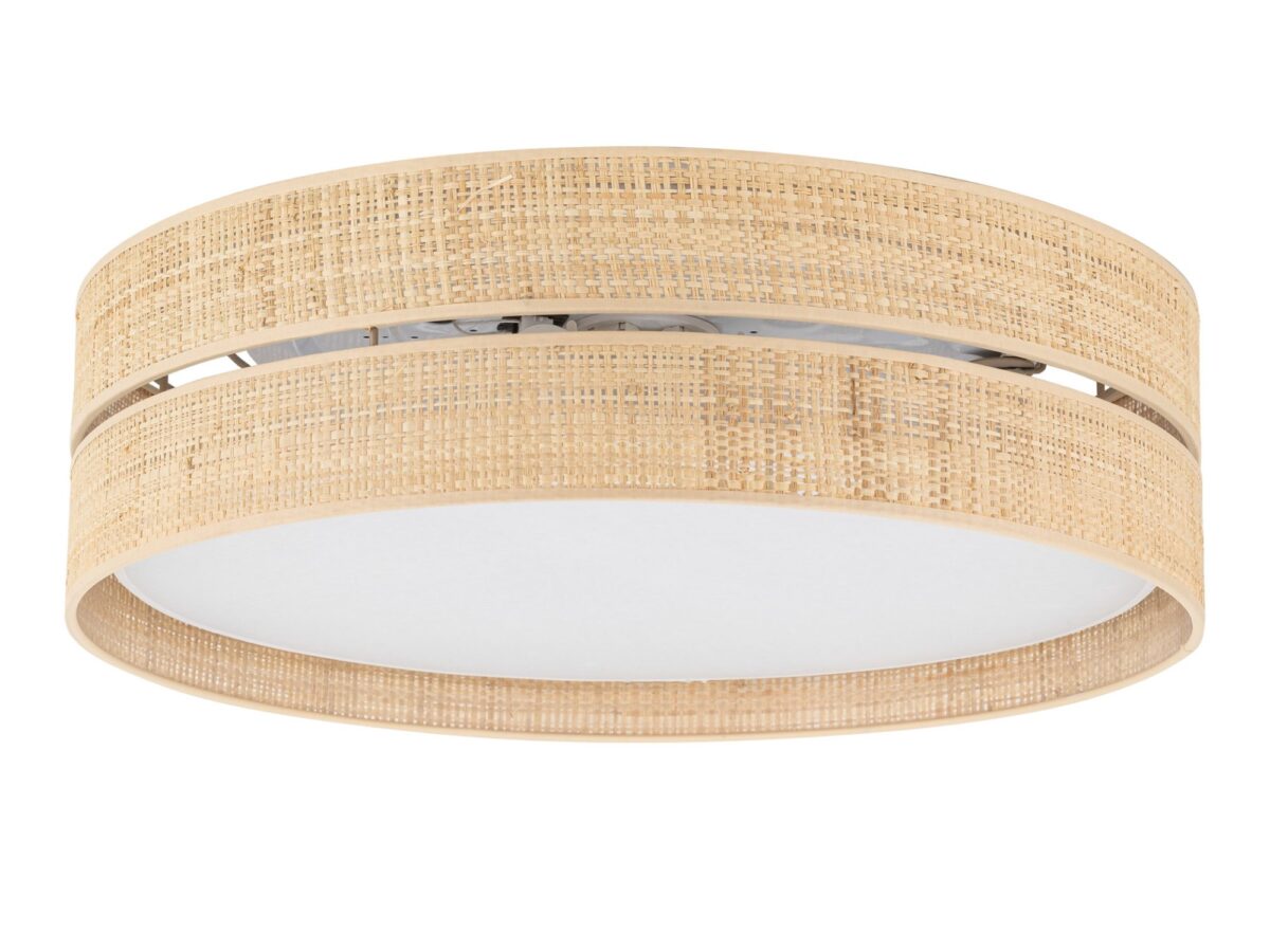 Lampa sufitowa Calma 4-punktowa 60 cm biała ze słomkową rafią