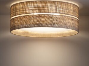 Miniaturka 1 - Lampa sufitowa Calma 45 cm w aranżacji wnętrza, cztery abażury z rafii