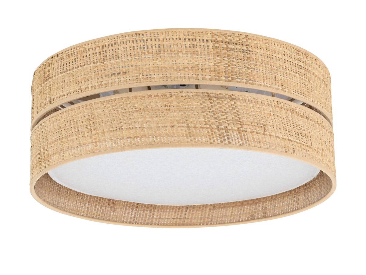 Lampa sufitowa Calma 45 cm 4-punktowa z rafią, biało-słomkowa