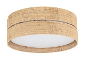 Miniaturka 2 - Lampa sufitowa Calma 45 cm, biała oprawa i słomkowe abażury z rafii