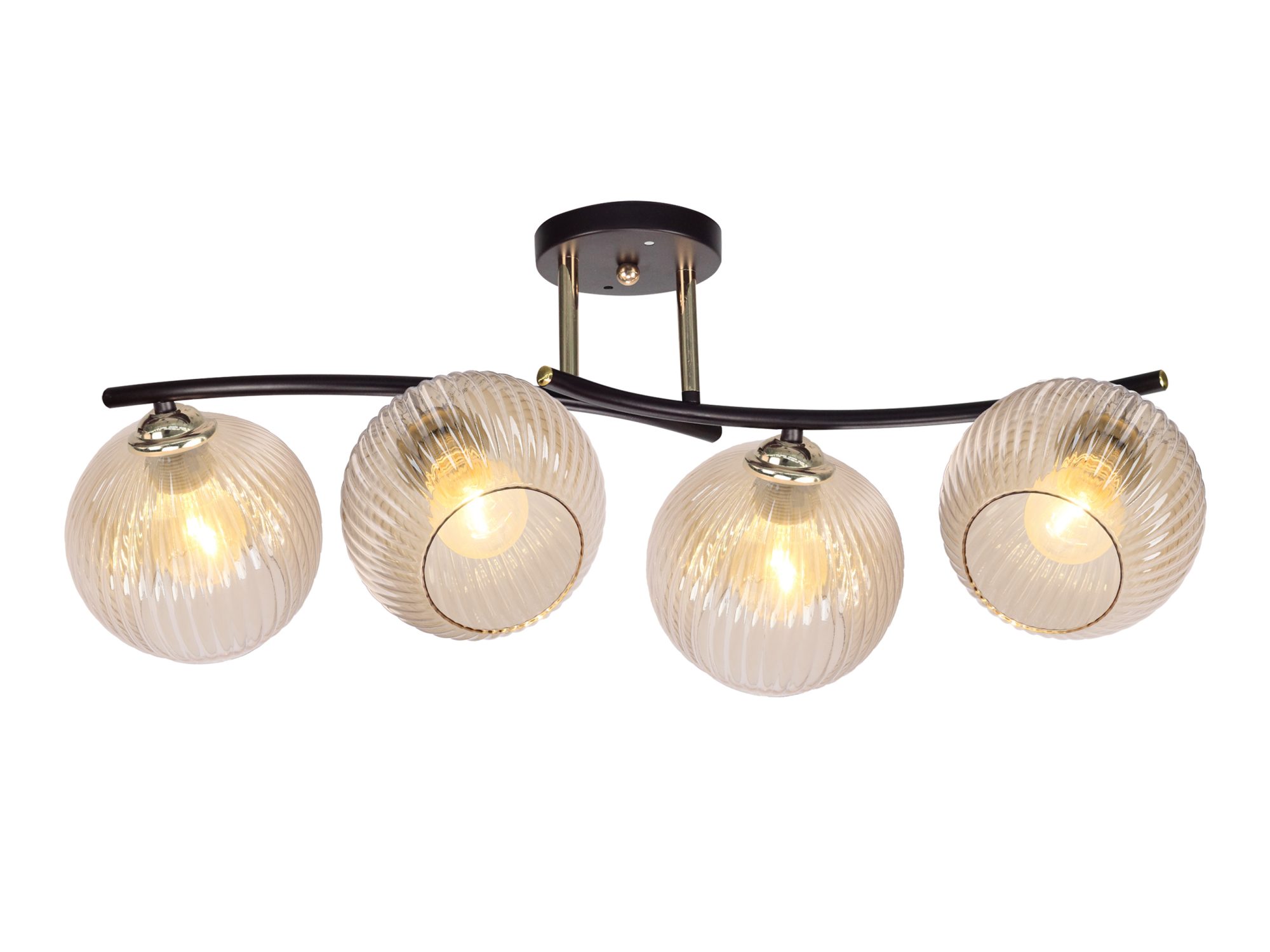 Lampa sufitowa Calosora cztery bursztynowe szklane klosze