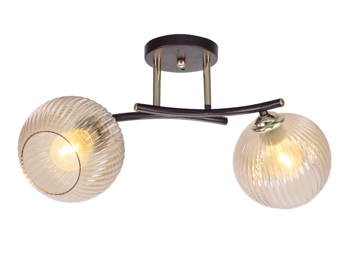 Lampa sufitowa Calosora 2-punktowa z bursztynowym szkłem